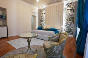 Zona letto deluxe room blu