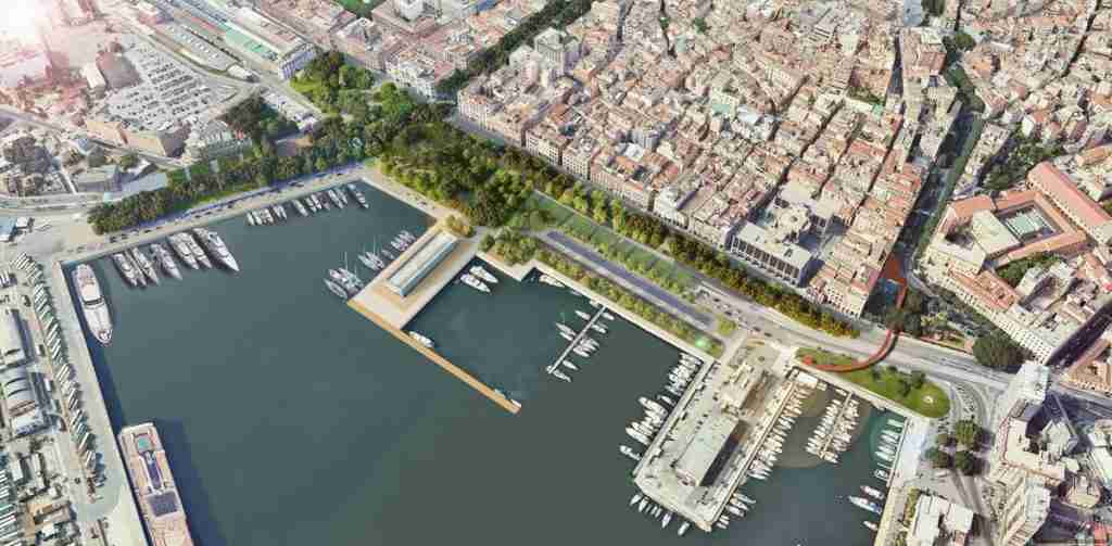 Visuale del porto di Cagliari dall'alto